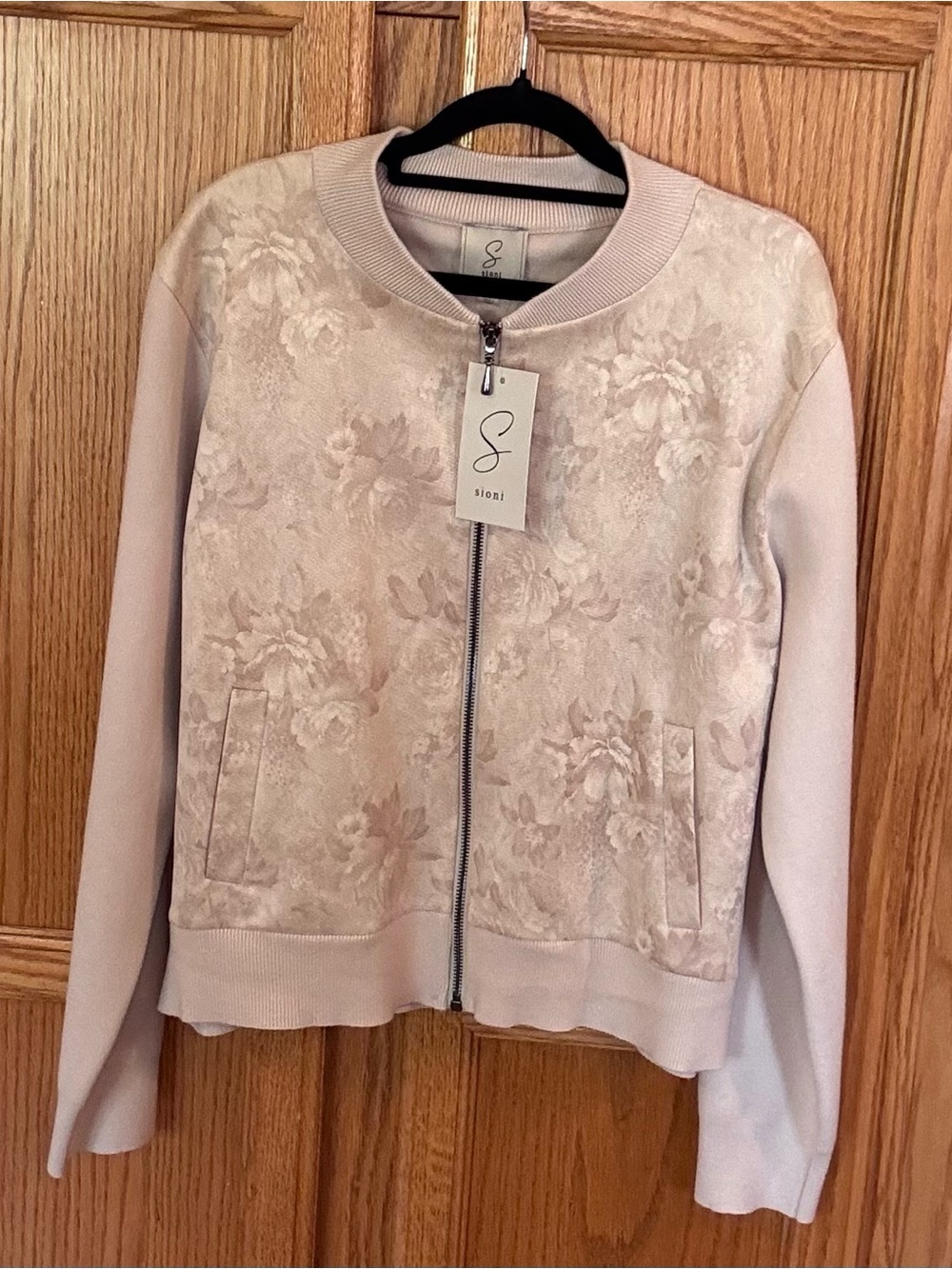 NWT Sioni Floral Jacquard Bomber Jacket Large Winter White